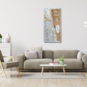 Kaart gegraveerd - Jupiter, Florida, aangepaste gravure, houten muurkunst, lasergegraveerd, topografisch, kunst aan de muur, aangepast cadeau, ca. 24 x 12 inch