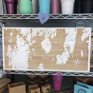 Map Engraved - Maine, Custom Engraving, Wood Wall Art, Laser Engraved, Topographic, Wall Art, Custom Map, Custom Gift, 24 x 12 inches