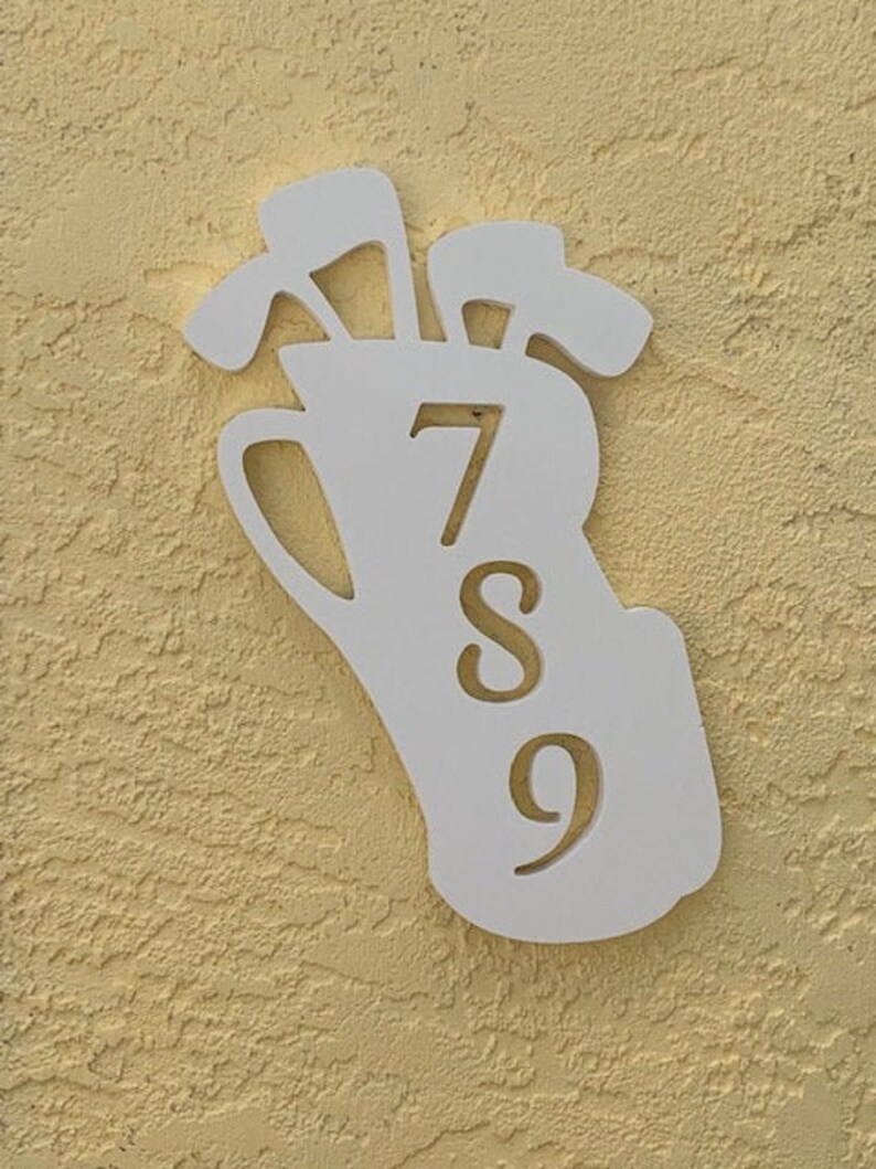 House Number Plaque Housewarming Gift Address Plaque Tropical Outdoor Decor Personalized Sign Custom Coastal Golf Address Sign