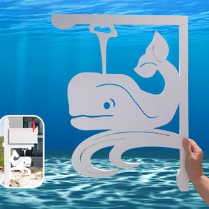 Mailbox  Bracket - Whale Cute Large 16x21 inch, Custom, Coastal, Tropical, Bracket, Outdoor Decor, Mailbox & Post Not Included