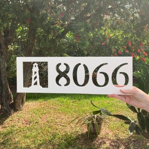 House Number Plaque Boxed - Lighthouse, Address Plaque, Address Sign, Custom, Personalized,  Gift, Custom Gift, Outdoor Decor
