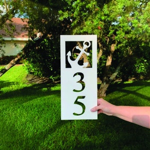 House Number Plaque Boxed - Anchor, Address Plaque, Address Sign, Custom, Personalized, Housewarming Gift, Custom Gift, Outdoor Decor