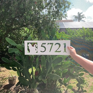 House Number Plaque Boxed - Cat, Address Plaque, Address Sign, Custom, Personalized, Housewarming Gift, Custom Gift, Outdoor Decor