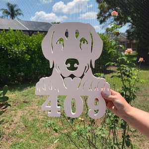 House Number Sign, Dog, Address Plaque, Address Sign, Custom, Personalized Sign, Housewarming Gift, Coastal, Tropical, Outdoor