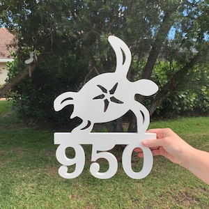Hausnummer Schild, Schildkröte, Seestern, Adresse Schild, Adressschild, Individuell, personalisiertes Schild, Einweihungsparty Geschenk, Küste, Tropisch, Outdoor