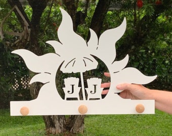 Sunshine Personalized Coat Rack – Beach Theme Entryway Organizer