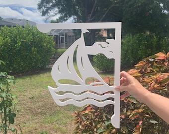 Sailboat Mailbox Bracket – Coastal PVC Outdoor Decor (12x16 inch)