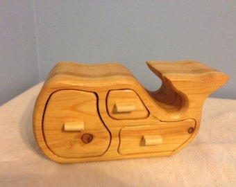 Solid Wood Box w/Drawers - Whale, Jewelry Box, Handcrafted, Custom Box, Personalized Box, Handmade, Box, Home Decor, Engraved, Stash Box