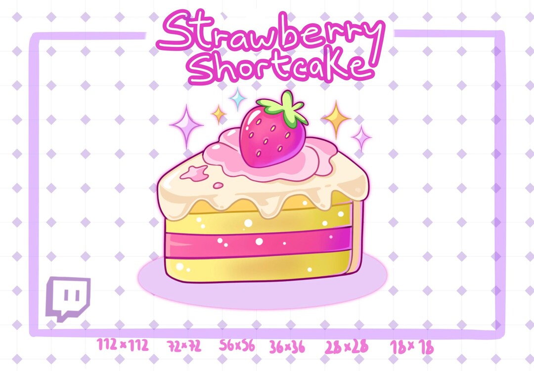 Strawberry Shortcake Twitch Badge | Pastel Cake Sub Icon (digital ...