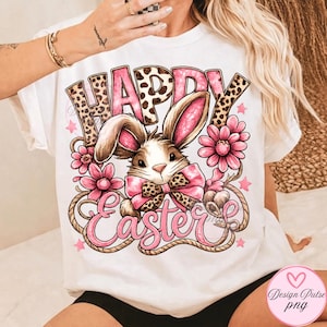 Coquette Cowgirl Easter Bunny PNG – Western Spring Design, Howdy Easter Bunny, Cowhide Eggs, Rustic Easter PNG