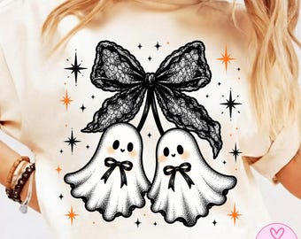 Cute Ghost Coquette PNG, Halloween Ghost Bow PNG, Girly Spooky Season Sublimation Design, Preppy Halloween Shirt PNG, Instant Download