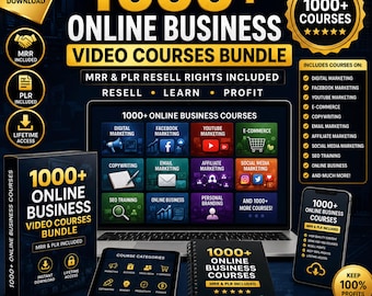 Över 1000 onlinekurser i affärsvideor, MRR och PLR, återförsäljningsrättigheter inkluderade, digital nedladdning