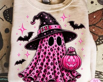 Coquette Leopard Ghost PNG Cute Halloween Ghost Sublimation Design Preppy Spooky Season Shirt PNG Trendy Fall Instant Download