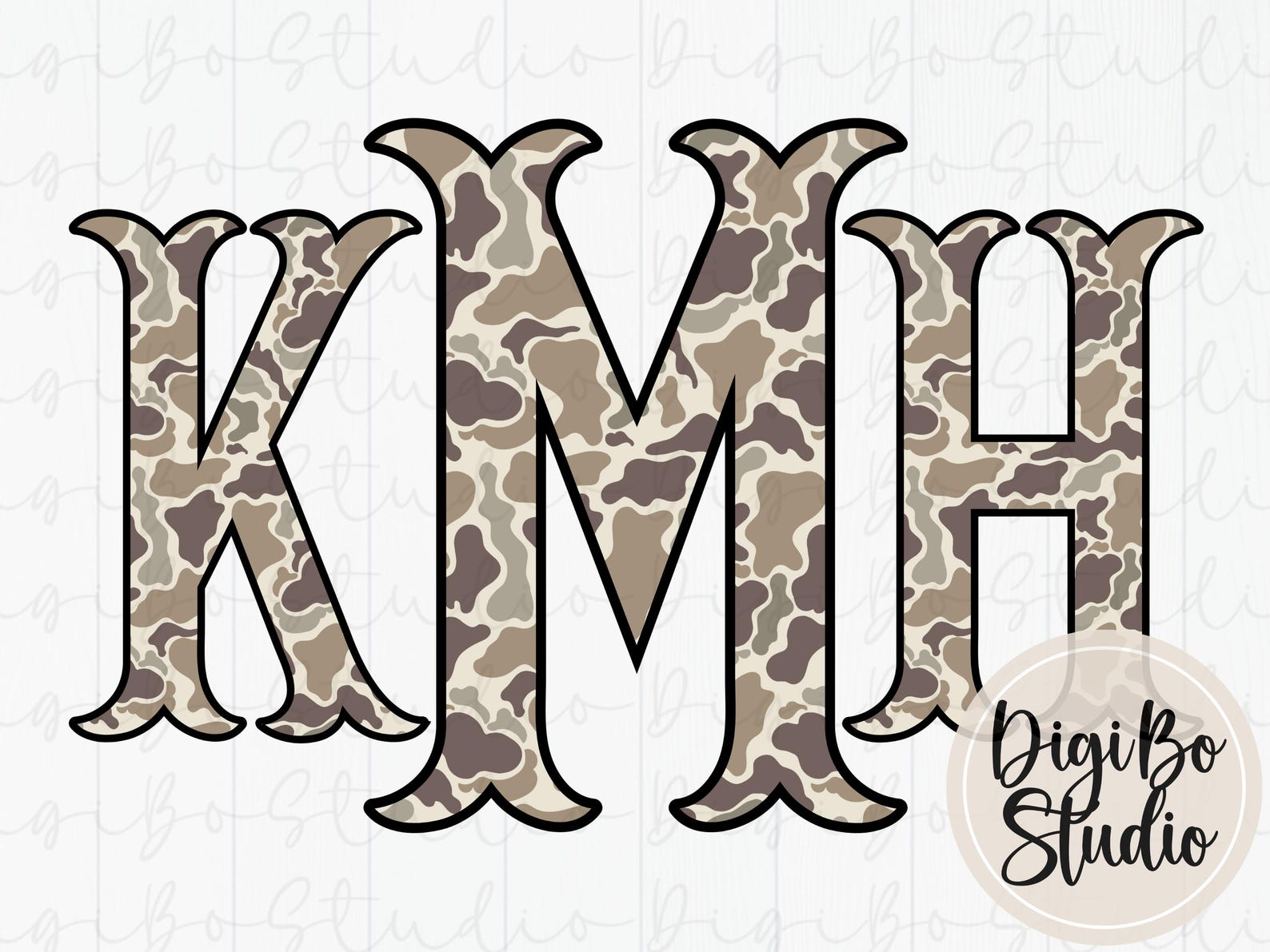 Preppy Camo Fishtail Monogram Kit | Camouflage Personalize Initials ...