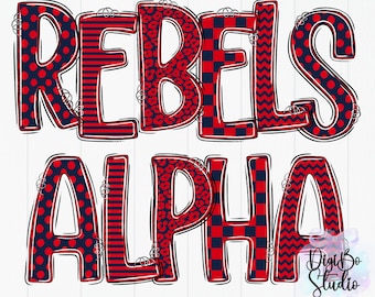 Preppy Rebels Alphabet Set | School Spirit | Sports Touchdown | Game Day | Navy Blue