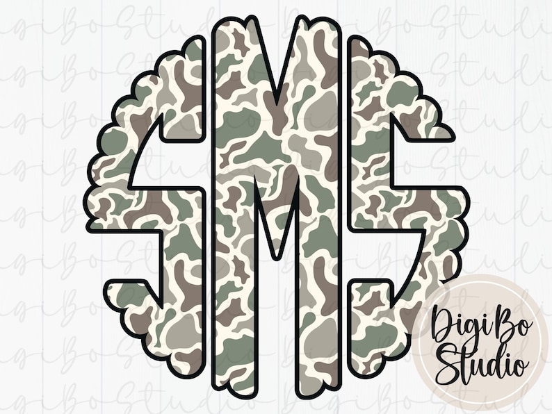Camo Scalloped Monogram DIY Kit | Camouflage | Preppy Doodle | PNG ...
