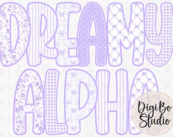 Preppy Lavender Toile Alphabet Set | Coquette Bow | Floral Grandmillennial | PNG Digital Art | Sublimation
