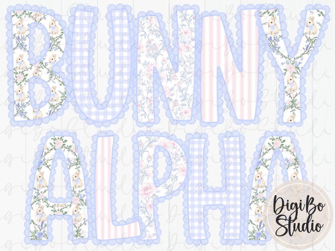 Grandmillennial Easter Lace Trim Alphabet Set | Preppy Alpha | Bunny ...