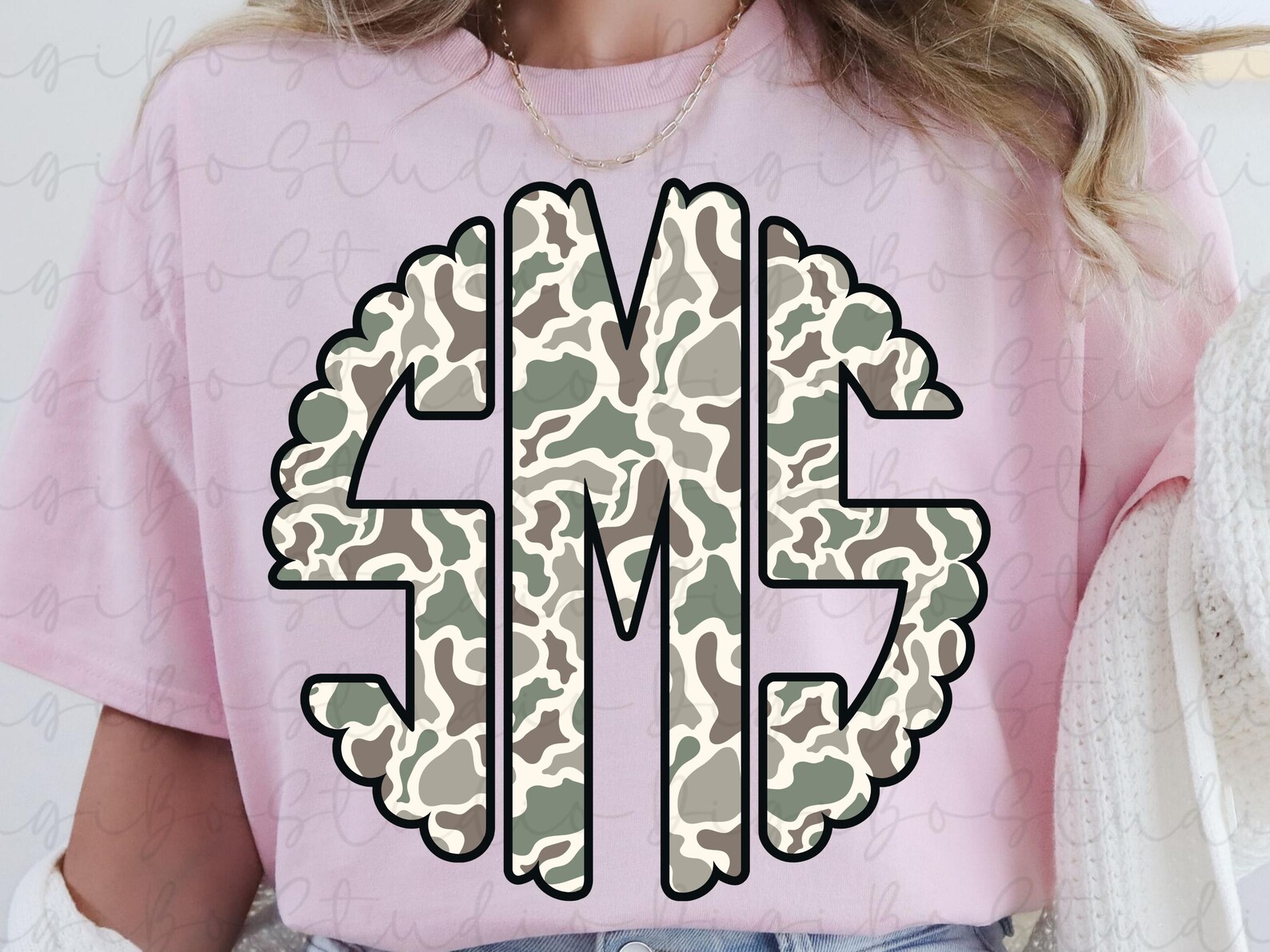 Camo Scalloped Monogram DIY Kit | Camouflage | Preppy Doodle | PNG ...