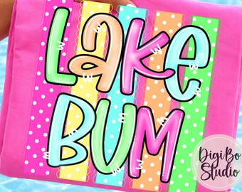 Neon Lake Bum Stripes PNG Design | Preppy Summer Doodle Alpha (Digital Art)