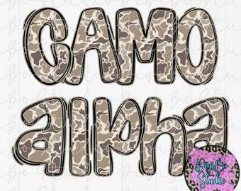 Preppy Camo Alphabet | Camouflage Alpha Letters | Girls Hunt | PNG Digital Art | Sublimation