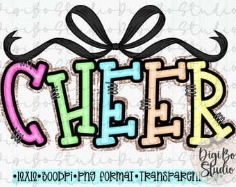 Preppy Neon CHEER Tshirt Png Design | Cheerleader Sports | Summer | Sublimation