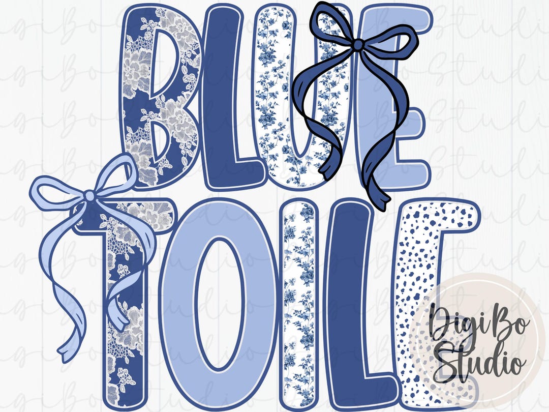 Blue Toile Lace Alphabet Set | Coquette Bows | Chinoiserie | PNG ...