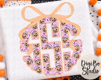 Pastel Halloween Pumpkin Pales | DIY Scalloped Monogram | Preppy Coquette Bow | Tshirt Sublimation