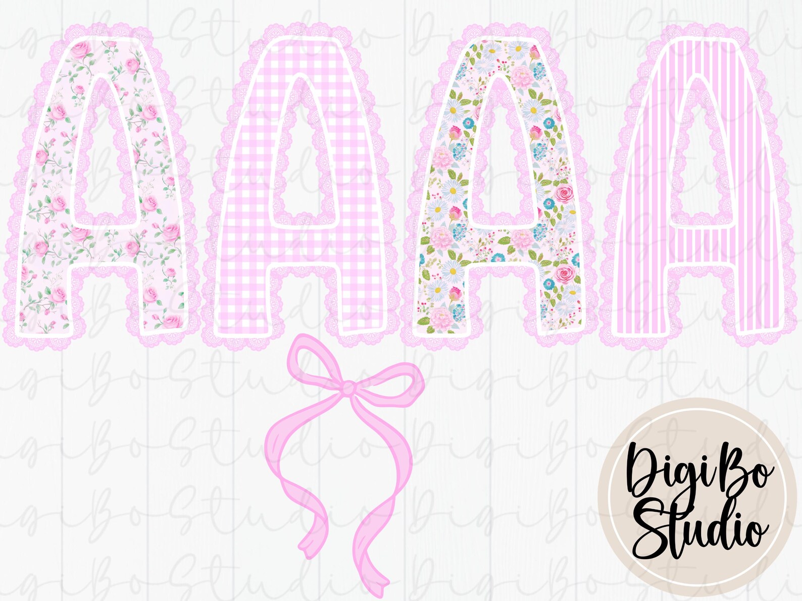 Grandmillennial Lace Trim Alphabet Set | Coquette Bow | Floral | Whimsy ...