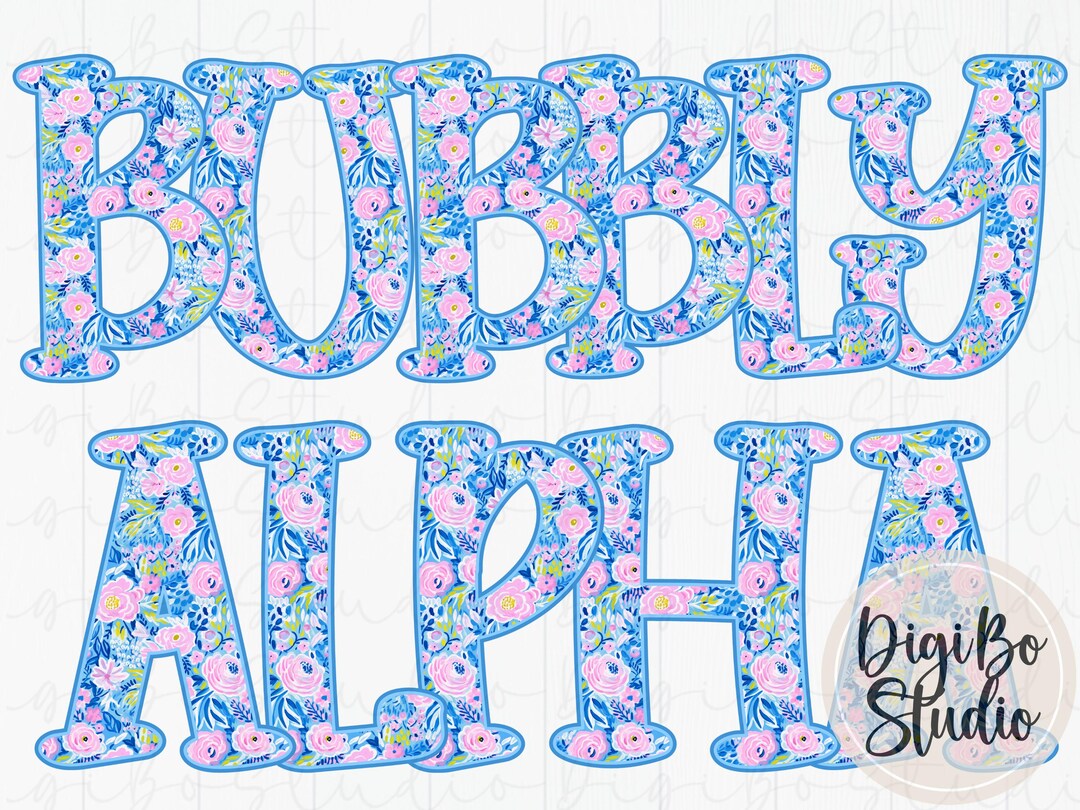 Preppy Pink Roses Alphabet Set | Colorful Floral Alpha | PNG Digital ...