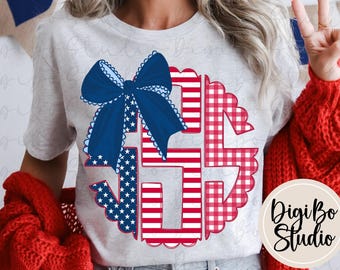 Patriotic Scalloped Monogram Kit | DIY Doodle | Independence Day | 4th Of July | PNG Digital Art | Tshirt Sublimation