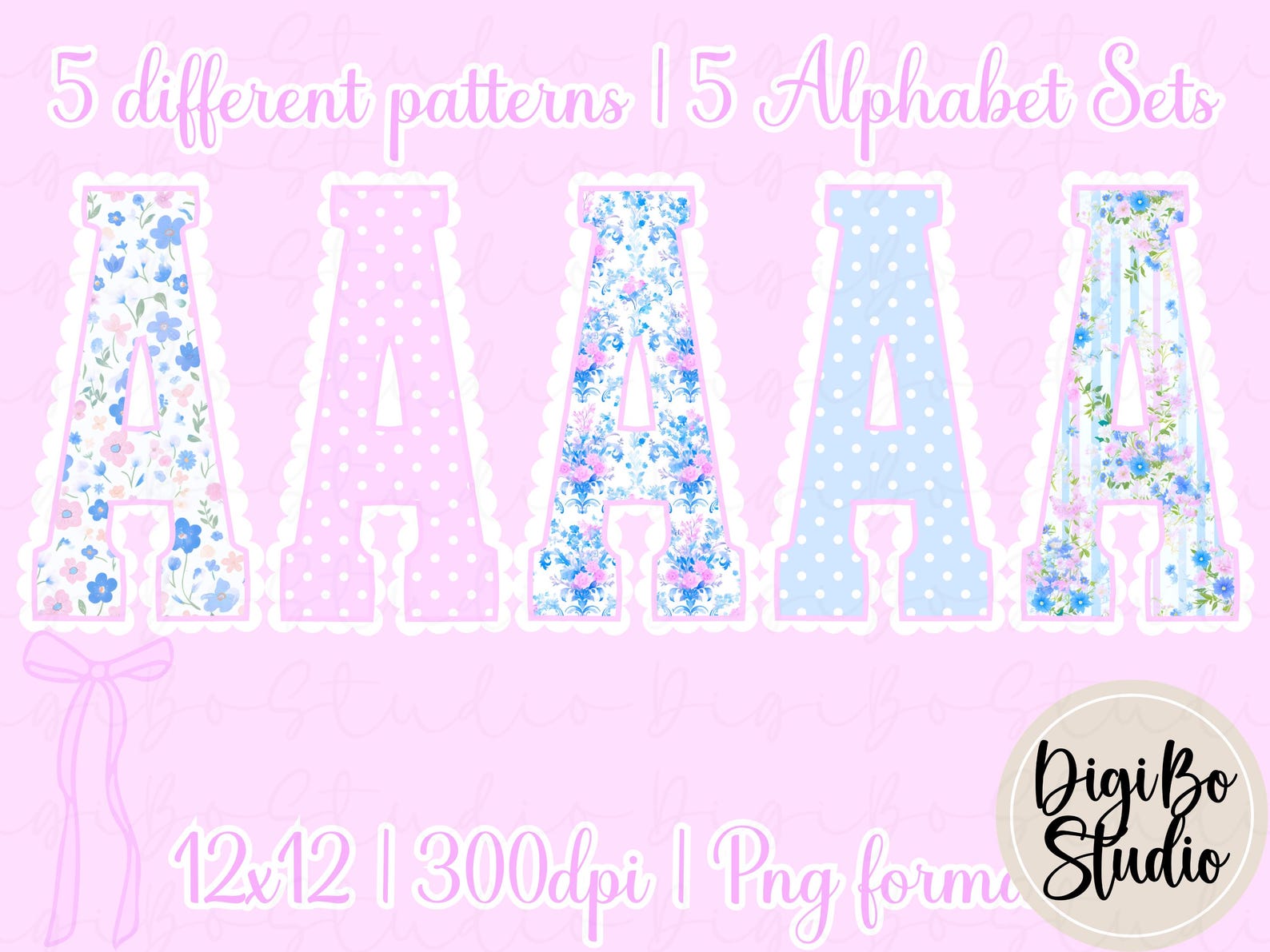 Grandmillennial Scalloped Trim Alphabet Set | Preppy Floral | Coquette ...