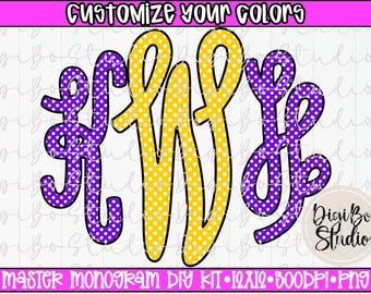 PERSONALIZE Preppy Polka Dots Vine Monogram Kit | Personalize Initials | DIY | Custom Digital Art |