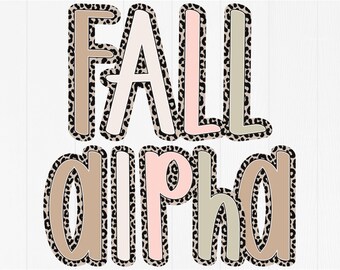 Preppy Fall Leopard Print Alphabet Set | Neutral Boho Alpha Letters | PNG Digital Art |