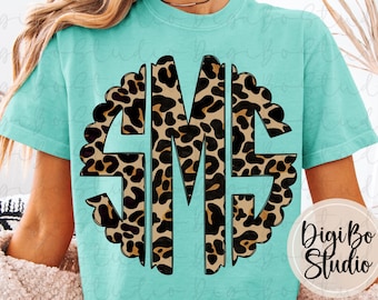 Leopard Scalloped Monogram Kit | Preppy Animal Print PNG (Digital Download)
