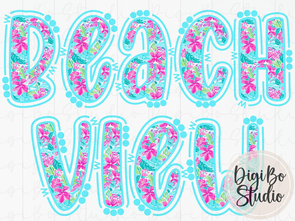 Preppy Tropical Floral Alphabet Set | Colorful Neon Alpha | Beachy PNG ...