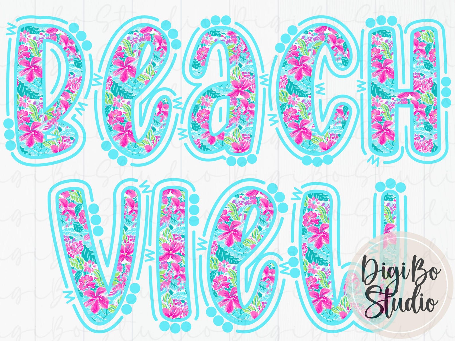 Preppy Tropical Floral Alphabet Set | Colorful Neon Alpha | Beachy PNG ...
