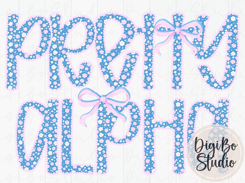 Preppy Ditsy Floral Alphabet Set | Light Pink Pearl Trim | Cute Alpha ...
