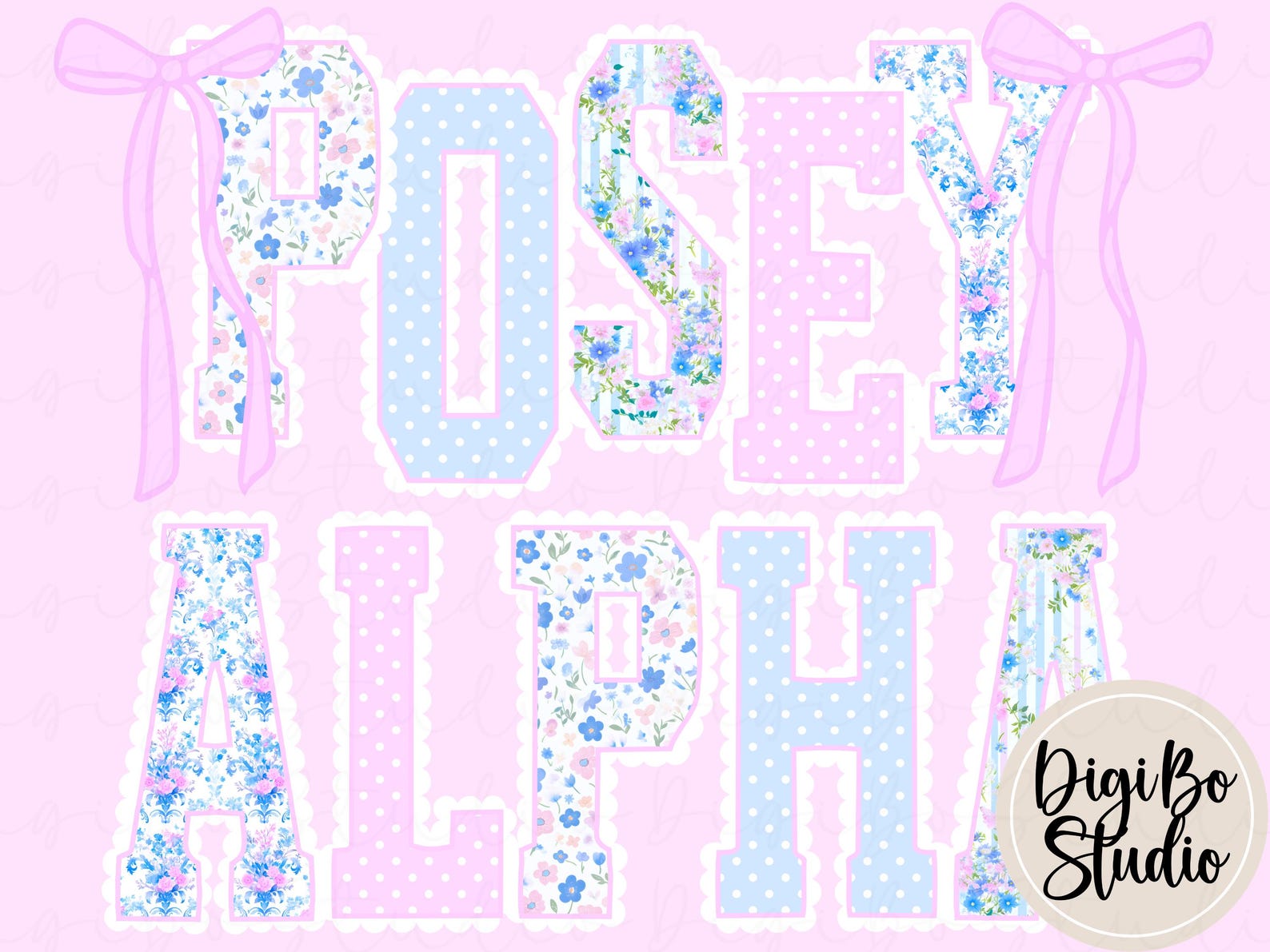 Grandmillennial Scalloped Trim Alphabet Set | Preppy Floral | Coquette ...