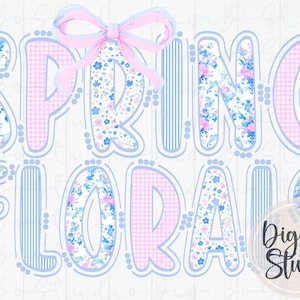Grandmillennial Ditsy Floral Alphabet Set | Coquette Bows | Whimsy | Spring Easter | PNG Digital Art | Sublimation