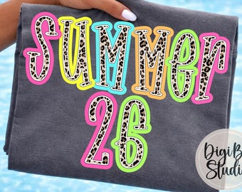 Preppy Neon Summer 2026 Tshirt Png Design | Bright Leopard Print | Sublimation