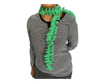 Crochet leaf scarf/crochet leaf jewelry/ skinny spring scarf