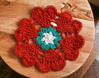 Hearts placemat/table protector/ cotton crocheted housewarming gift
