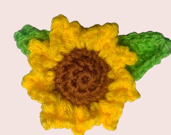 Crocheted whimsical sunflower brooch Sunflower fastener Gift