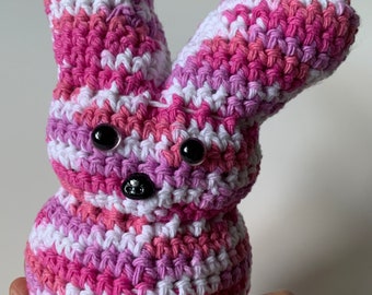 Crocheted whimsical Amigurumi Bunny  Rabbit Crocheted Toy Plushie Gift