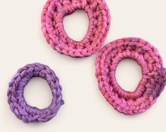 Crocheted Scrunche set of 3,  crocheted hair elastic crochet hair band hair accessory   Free shipping