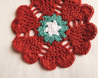 crochet heart mandala coaster,home decor, coffee bar decor, gift for her, housewarming gift