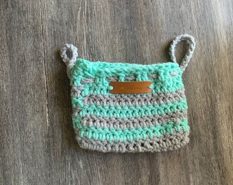 Crochet pouch/ soap bag/drawstring bag farmhouse model