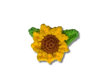 Crocheted whimsical sunflower brooch Sunflower fastener Gift
