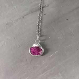 Collar de rubí natural en bruto / Joyería de piedra natural